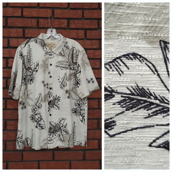 Havana Jack's Cafe Other - Mens Vintage Hawaiian Style Shirt Sz L 100% Silk Beige Floral Havana Jacks Cafe